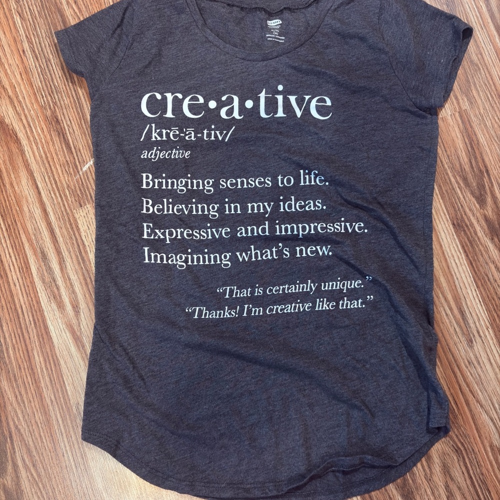 Old Navy Dark Gray 'Creative' Graphic Short Sleeve Tee